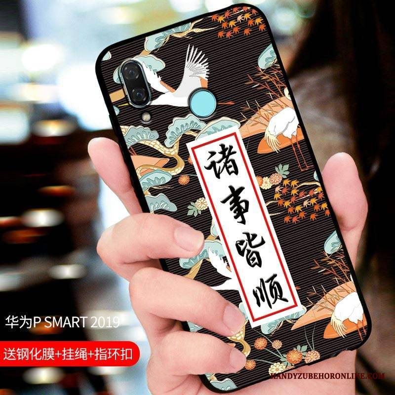 Huawei P Smart 2019 Kuori All Inclusive Muokata Puhelimen Kuoret Suojaus Musta Kotelo Pesty Suede