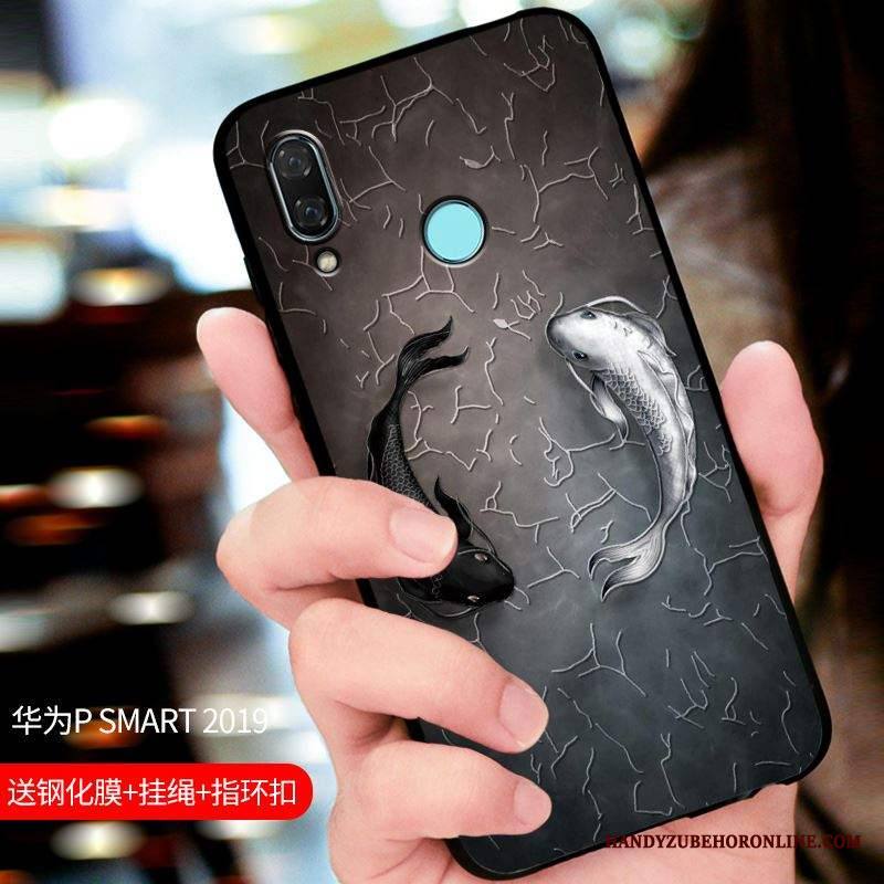 Huawei P Smart 2019 Kuori All Inclusive Muokata Puhelimen Kuoret Suojaus Musta Kotelo Pesty Suede