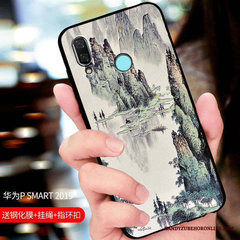 Huawei P Smart 2019 Kuori Puhelimen Kuoret Suojaus Pesty Suede Sininen Kotelo All Inclusive Muokata