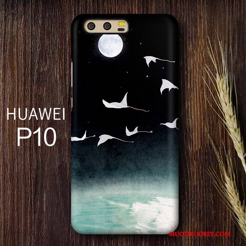 Huawei P10 Persoonallisuus Pesty Suede Kuori Puhelimen Sininen Kova Taide