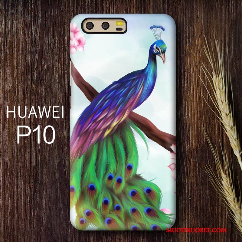 Huawei P10 Plus Kuori Puhelimen Kuoret Pesty Suede Kotelo Kiinalainen Tyyli Riikinkukko Suojaus Persoonallisuus