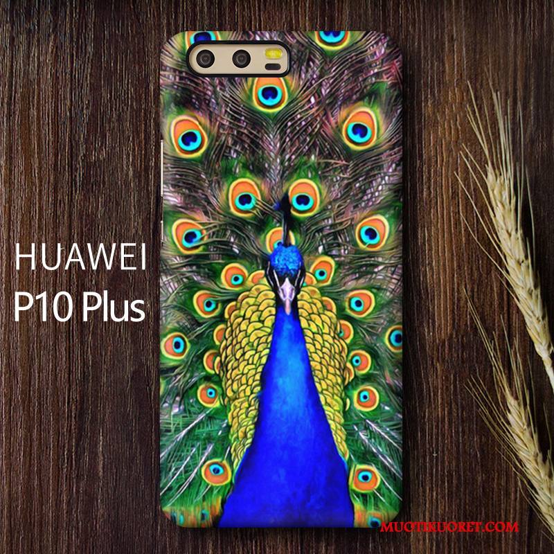 Huawei P10 Plus Kuori Puhelimen Kuoret Pesty Suede Kotelo Kiinalainen Tyyli Riikinkukko Suojaus Persoonallisuus