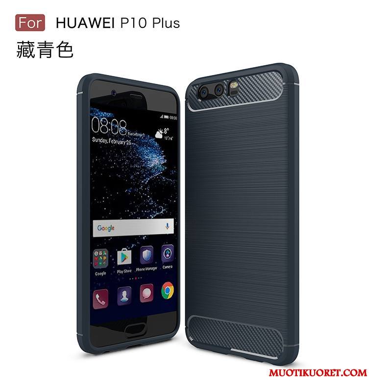 Huawei P10 Plus Kuori Sininen Suojaus Silikoni Pehmeä Neste Murtumaton Puhelimen Kuoret Kuitu