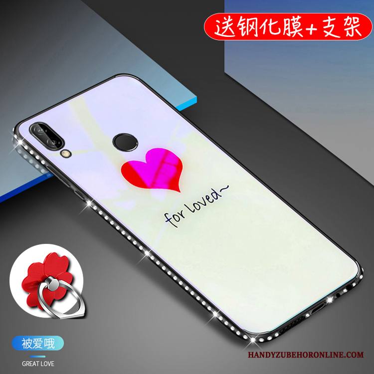 Huawei P20 Lite Kuori Kotelo Nuoret Suojaus Puhelimen Kuoret Lasi Violetti Rhinestone Inlay