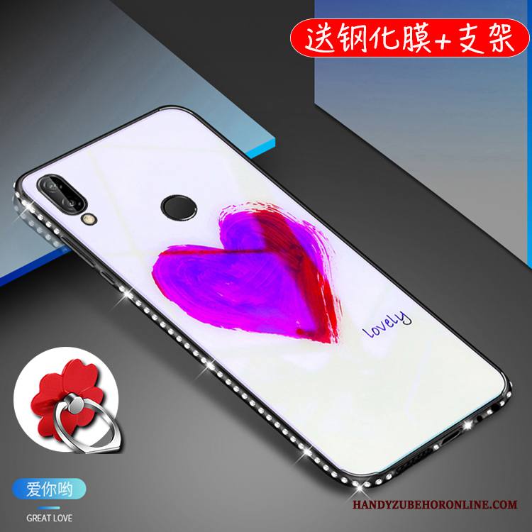 Huawei P20 Lite Kuori Kotelo Nuoret Suojaus Puhelimen Kuoret Lasi Violetti Rhinestone Inlay