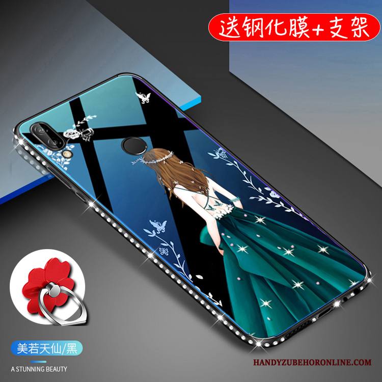 Huawei P20 Lite Kuori Kotelo Nuoret Suojaus Puhelimen Kuoret Lasi Violetti Rhinestone Inlay