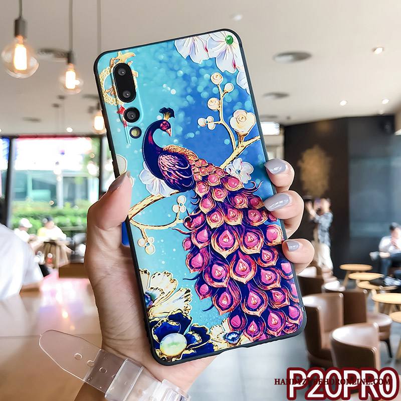 Huawei P20 Pro Kuori Luova Tide-brändi Riikinkukko Silikoni Ripustettavat Koristeet Suojaus Kohokuviointi