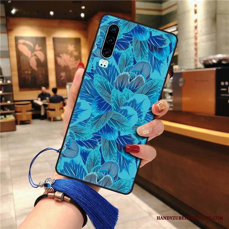 Huawei P30 Kuori Sininen All Inclusive Kiinalainen Tyyli Fringed Kotelo Murtumaton Tuuli