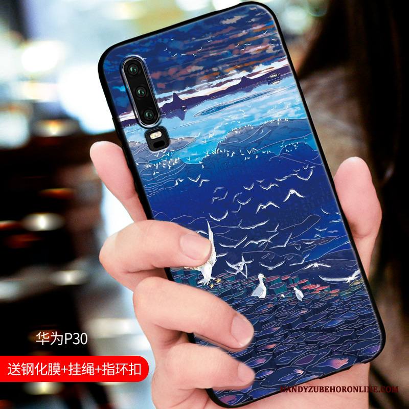 Huawei P30 Kuori Suojaus Pesty Suede Yksinkertainen Silikoni Kohokuviointi Ultra Puhelimen Kuoret