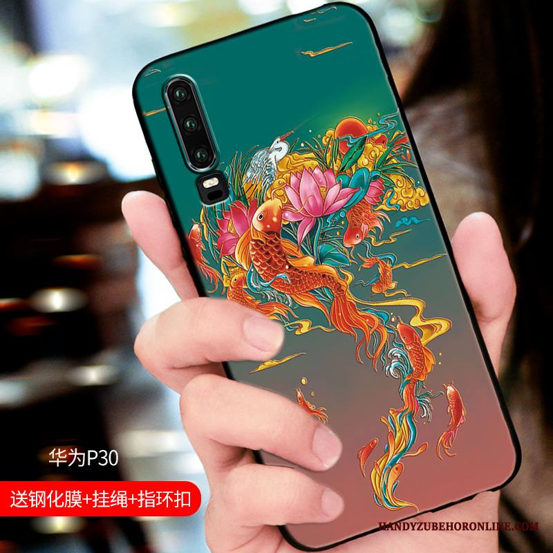 Huawei P30 Kuori Suojaus Pesty Suede Yksinkertainen Silikoni Kohokuviointi Ultra Puhelimen Kuoret