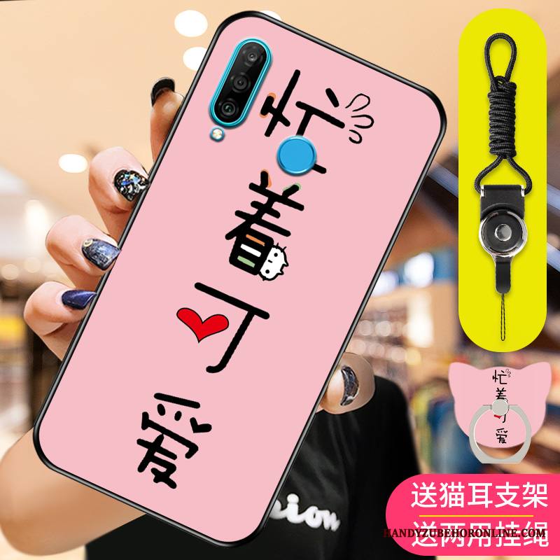 Huawei P30 Lite Kuori Ripustettava Kaula Musta Persoonallisuus Luova Pesty Suede Trendi Puhelimen Kuoret