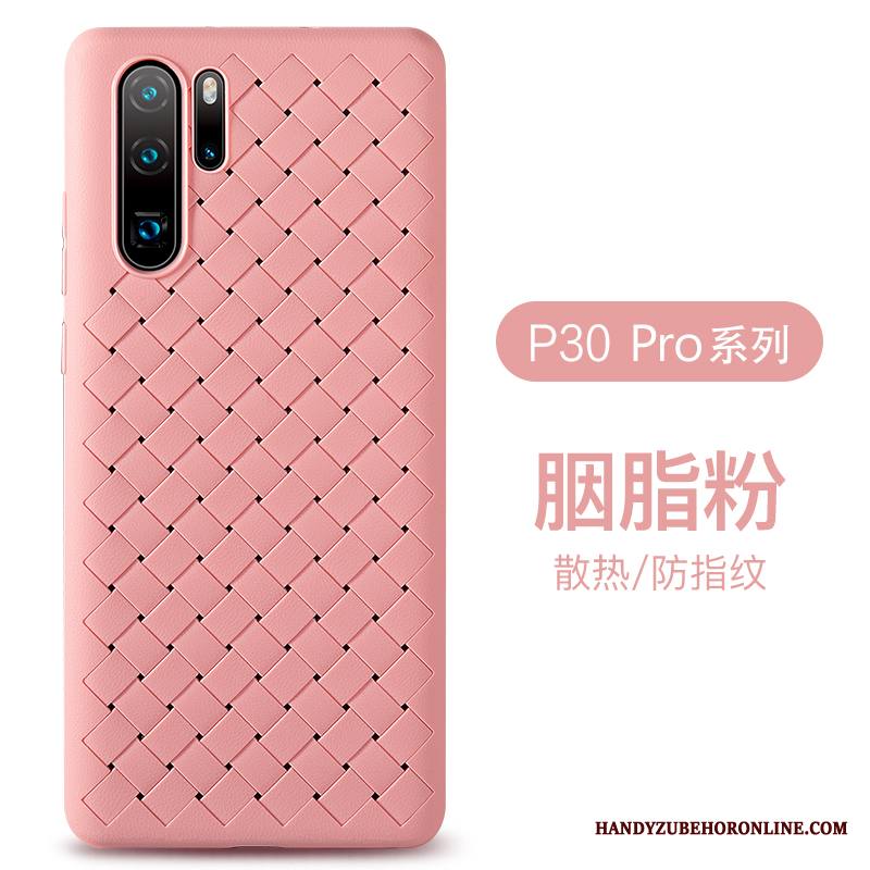 Huawei P30 Pro Kuori Liiketoiminta Pehmeä Neste Kudonta Silikoni Kotelo Nahka Kukkakuvio