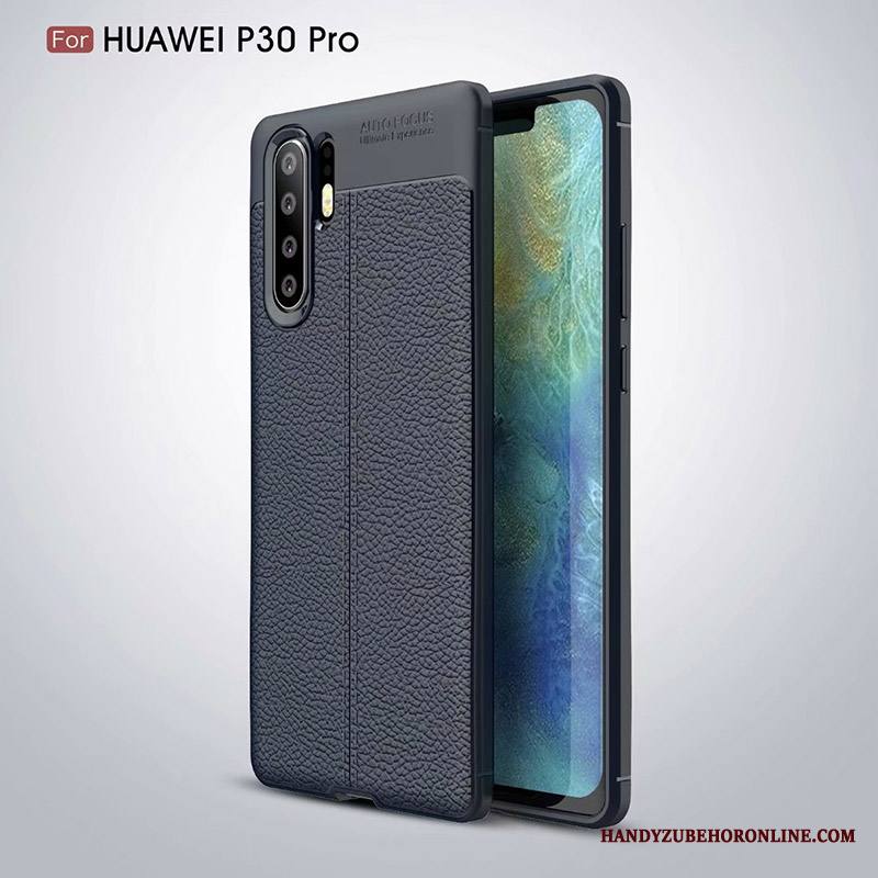 Huawei P30 Pro Kuori Liukumaton Puhelimen Kuoret Sininen Kukkakuvio Liiketoiminta Silikonikuori Nahka