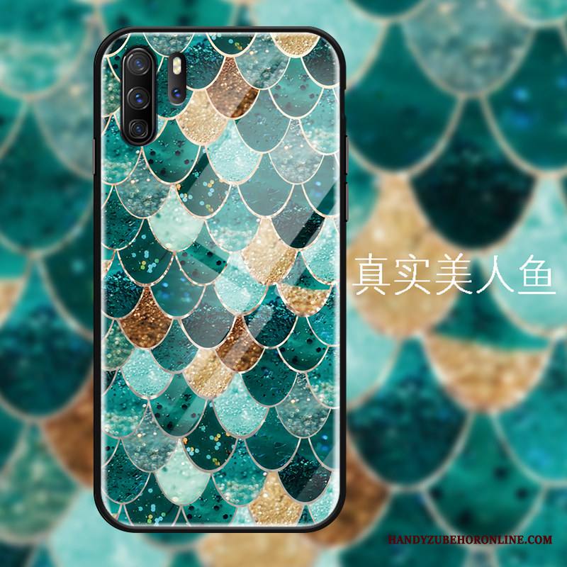 Huawei P30 Pro Kuori Puhelimen Kuoret Merenneito Karkaisu Murtumaton Ripustettavat Koristeet All Inclusive Vihreä