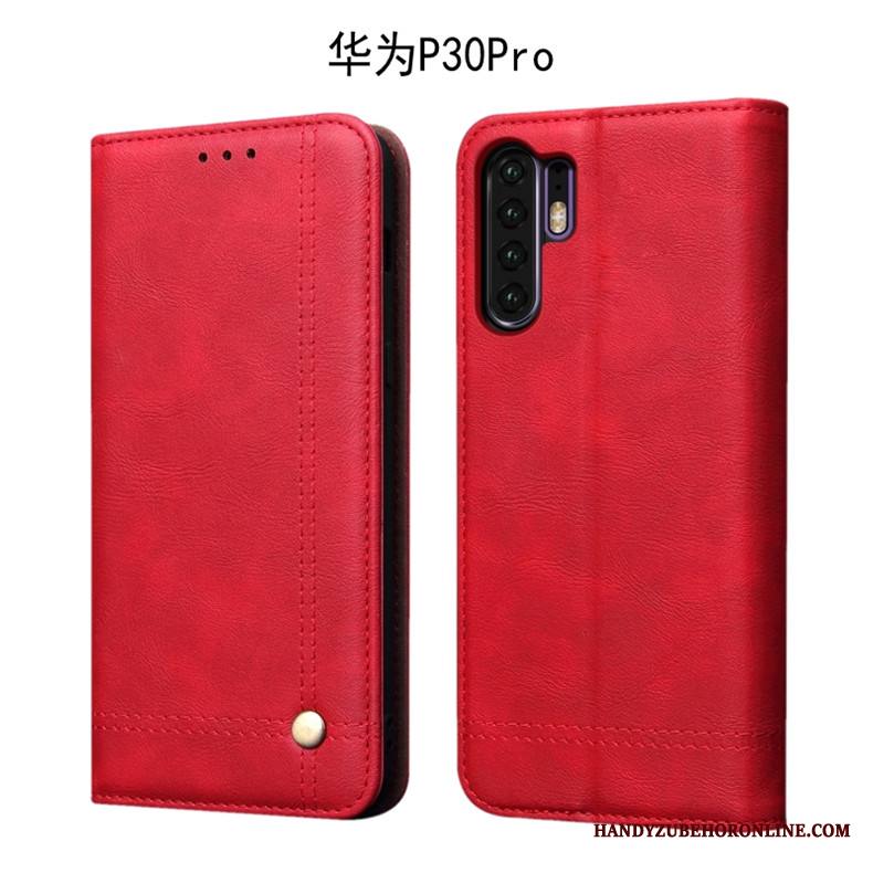 Huawei P30 Pro Kuori Syvä Väri Vuosikerta Murtumaton Suojaus Nahkakotelo Kuoret All Inclusive