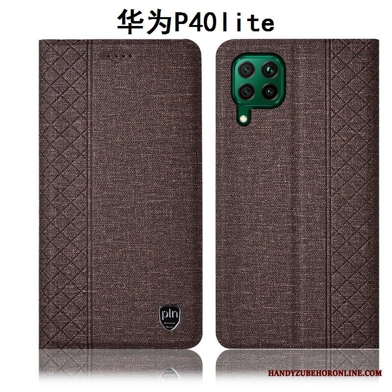 Huawei P40 Lite Kuori Puhelimen Kuoret Pellava Murtumaton Harmaa Suojaus Kotelo All Inclusive