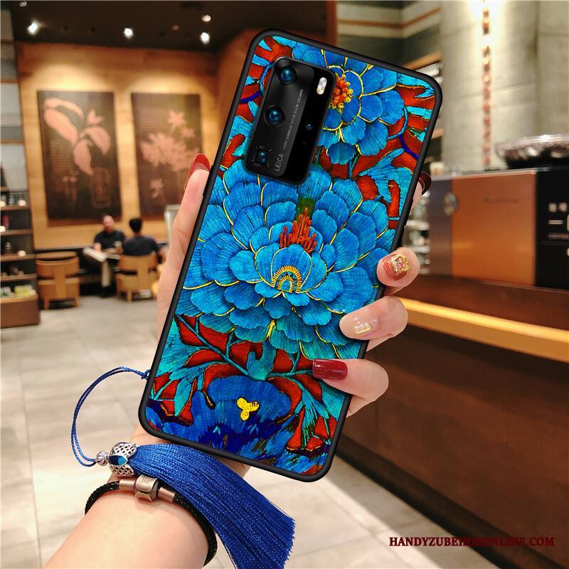 Huawei P40 Pro Kuori All Inclusive Suojaus Sininen Pesty Suede Puhelimen Kuoret Tuuli Kotelo