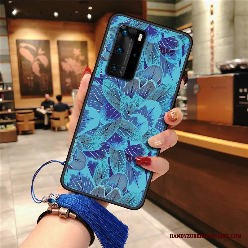 Huawei P40 Pro Kuori All Inclusive Suojaus Sininen Pesty Suede Puhelimen Kuoret Tuuli Kotelo