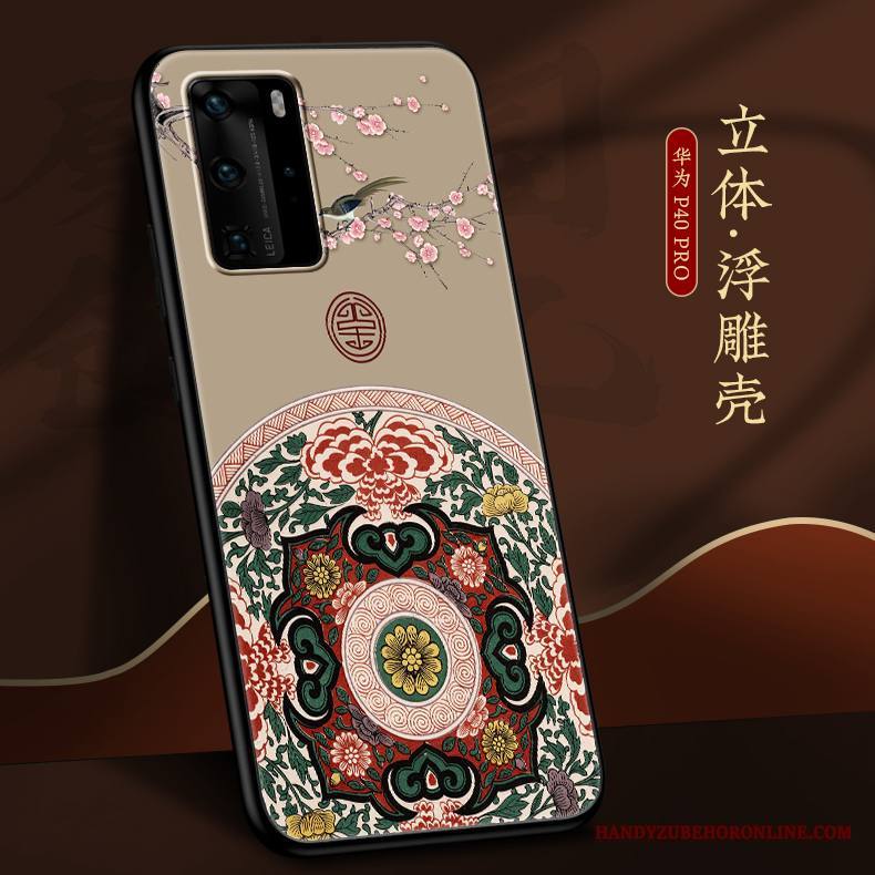 Huawei P40 Pro Kuori Kotelo Pesty Suede Murtumaton Kiinalainen Tyyli Harmaa Ohut Silikoni