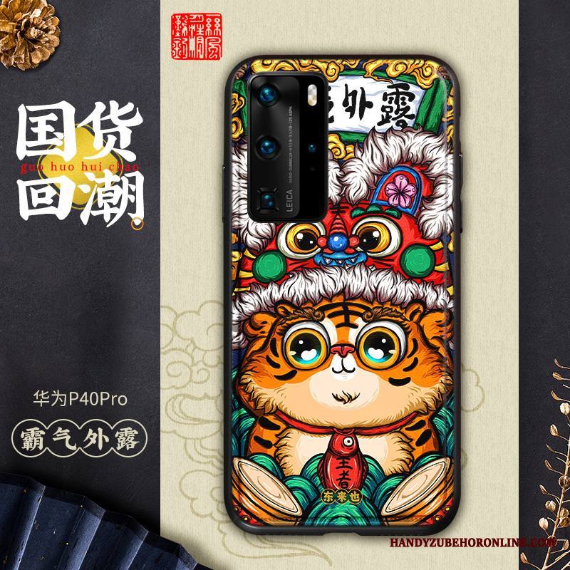 Huawei P40 Pro Kuori Murtumaton Puhelimen Kuoret Luova Persoonallisuus Nahka Monivärinen Kukkakuvio