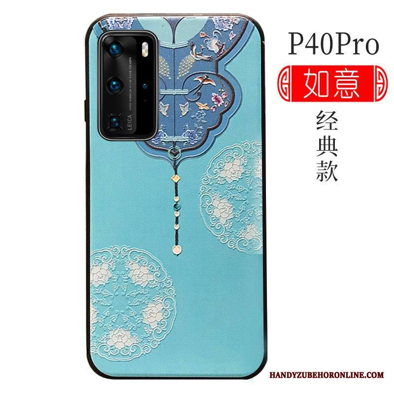 Huawei P40 Pro Kuori Murtumaton Tuki Sininen Pehmeä Neste Persoonallisuus Kotelo Trendi