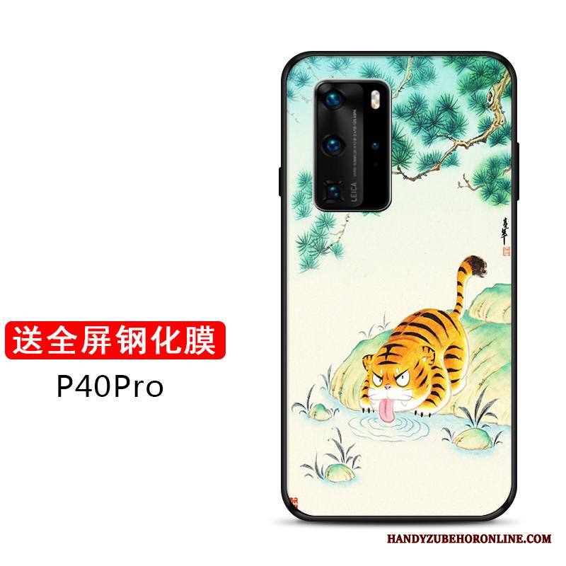 Huawei P40 Pro Kuori Silikoni Murtumaton Kova Vihreä Muokata Pehmeä Neste Suojaus