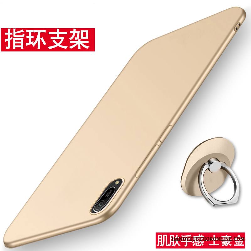 Huawei Y6 2019 Kuori Suojaus Musta Uusi Murtumaton Pesty Suede Pehmeä Neste Kotelo