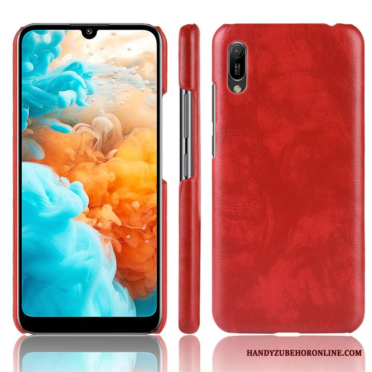 Huawei Y6 2019 Punainen Suojaus Kotelo Kuori Kukkakuvio Kova Litsi