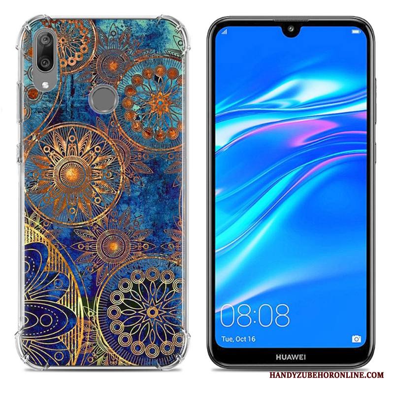 Huawei Y7 2019 Murtumaton Silikoni Kuori Sininen Puhelimen Kotelo Suupaltti