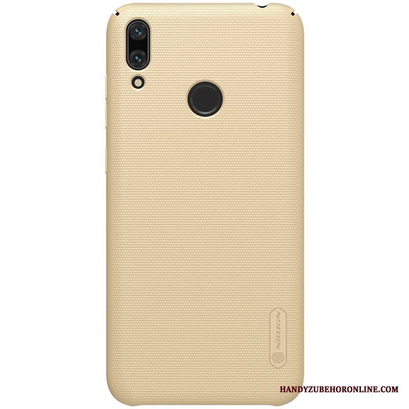 Huawei Y7 2019 Pesty Suede Valkoinen Puhelimen Kuoret Kuori Kotelo Murtumaton Kulta