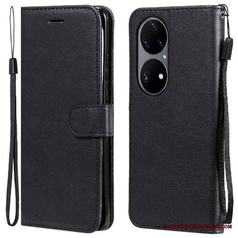 Kotelot Huawei P50 Pro Suojaketju Kuori Strappy Leather Effect