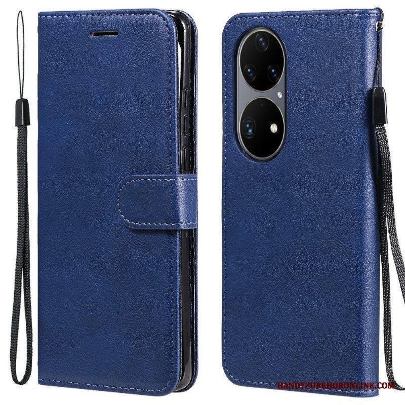 Kotelot Huawei P50 Pro Suojaketju Kuori Strappy Leather Effect