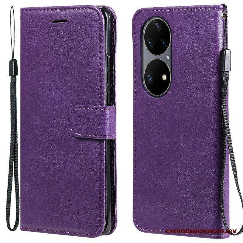 Kotelot Huawei P50 Pro Suojaketju Kuori Strappy Leather Effect