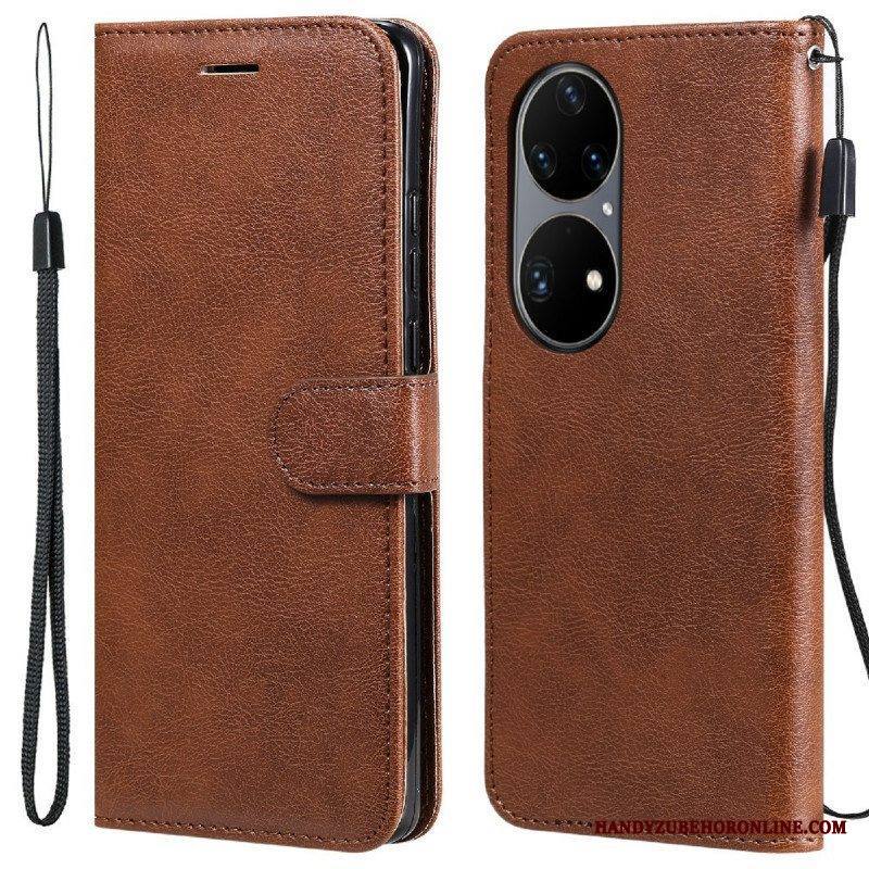 Kotelot Huawei P50 Pro Suojaketju Kuori Strappy Leather Effect