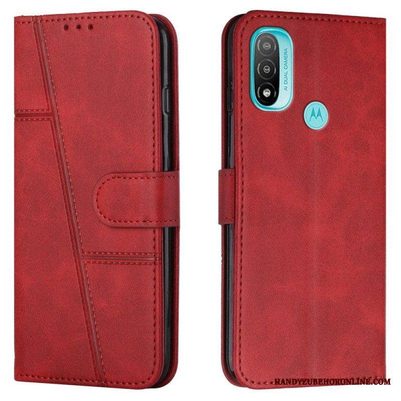 Kotelot Moto E40 / E30 / E20 Suojaketju Kuori Strappy Geo Leather Effect