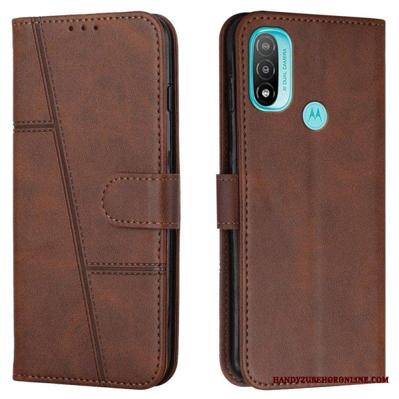 Kotelot Moto E40 / E30 / E20 Suojaketju Kuori Strappy Geo Leather Effect