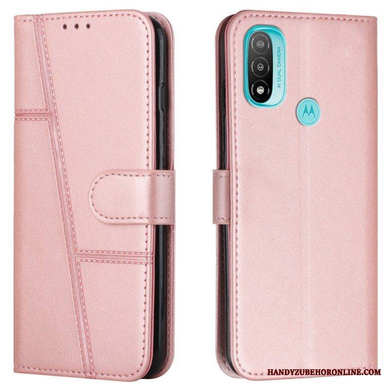 Kotelot Moto E40 / E30 / E20 Suojaketju Kuori Strappy Geo Leather Effect