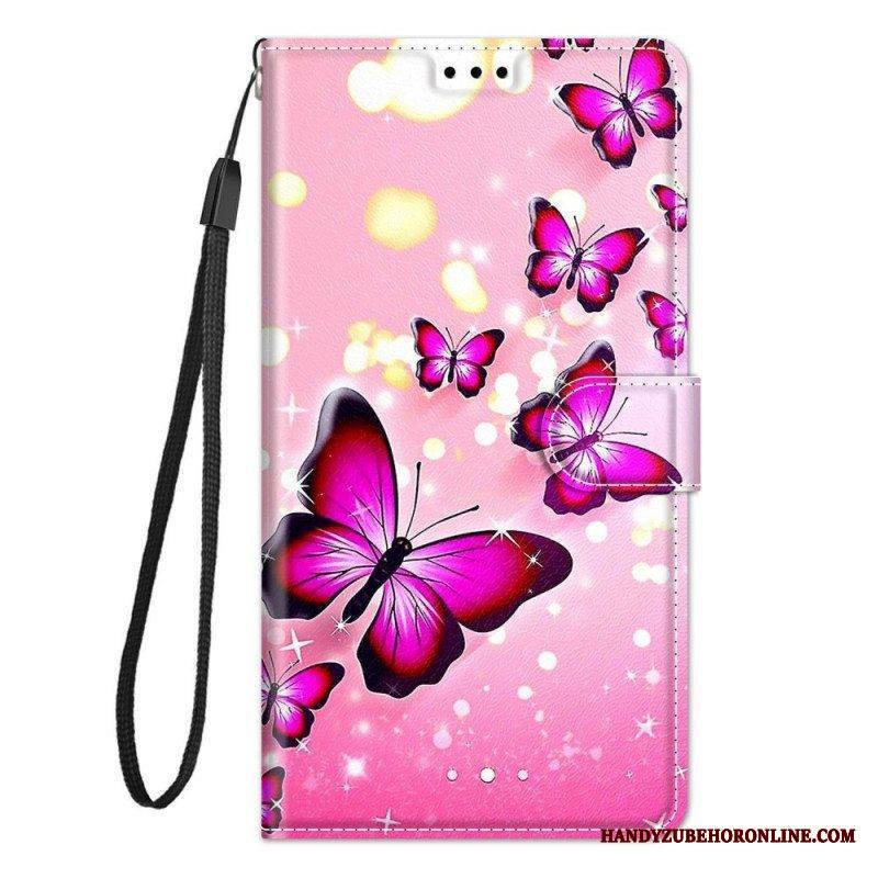Kotelot Samsung Galaxy M23 5G Suojaketju Kuori Strap Butterflies Fan