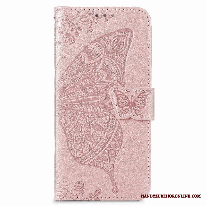 Kotelot Samsung Galaxy S22 Plus 5G Butterfly Design Kaulanauhalla