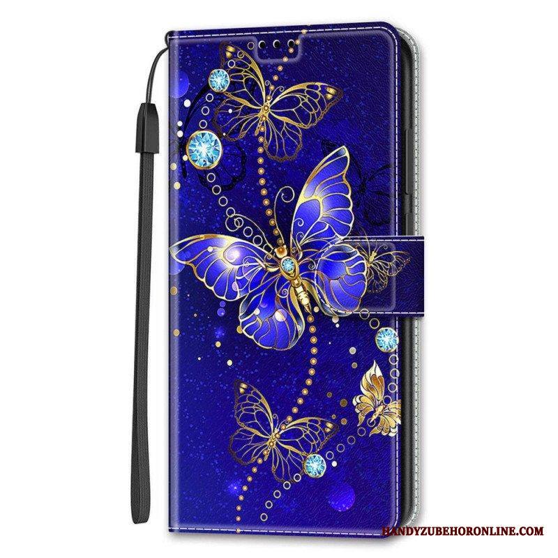 Kotelot Samsung Galaxy S22 Ultra 5G Suojaketju Kuori Strap Butterflies Fan