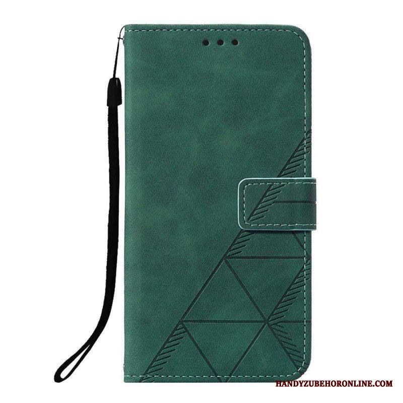 Kotelot Xiaomi Redmi Note 10 Pro Suojaketju Kuori Strappy Geometric Leather Style