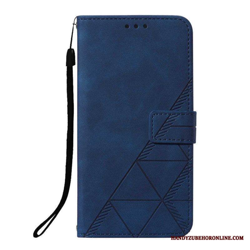 Kotelot Xiaomi Redmi Note 10 Pro Suojaketju Kuori Strappy Geometric Leather Style