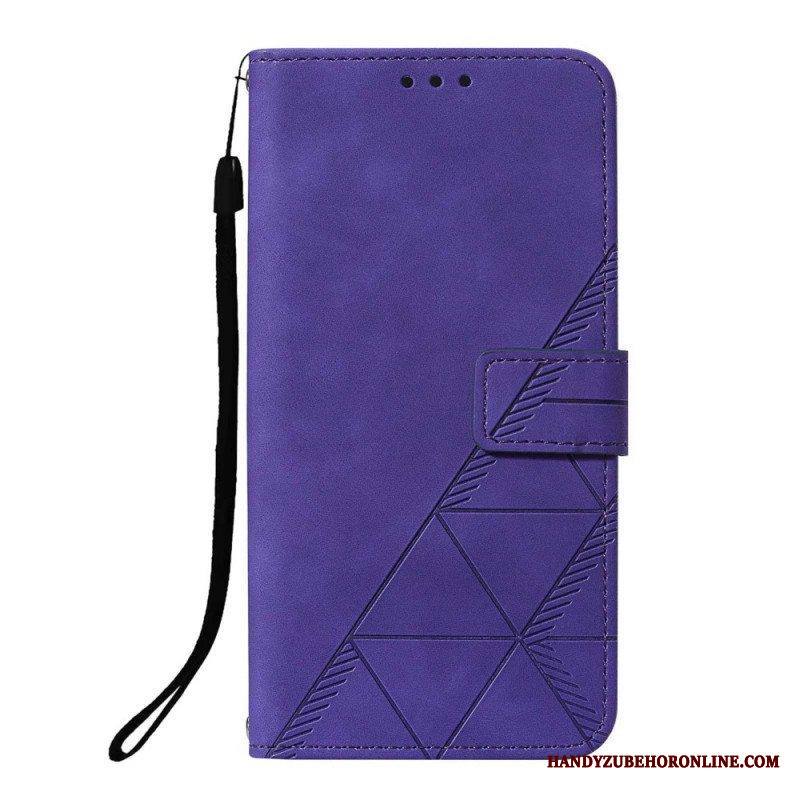 Kotelot Xiaomi Redmi Note 10 Pro Suojaketju Kuori Strappy Geometric Leather Style