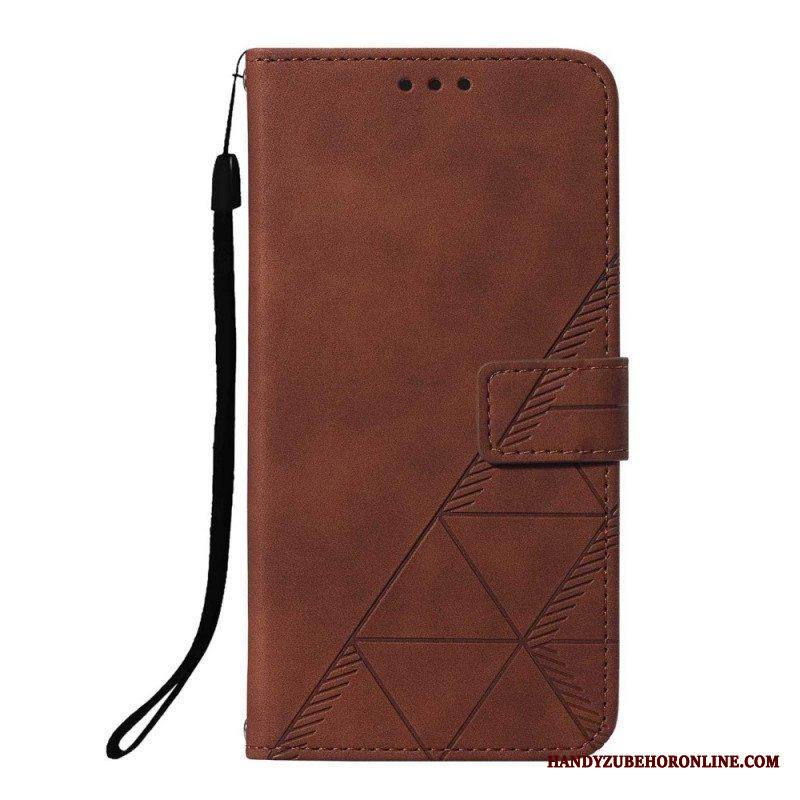 Kotelot Xiaomi Redmi Note 10 Pro Suojaketju Kuori Strappy Geometric Leather Style