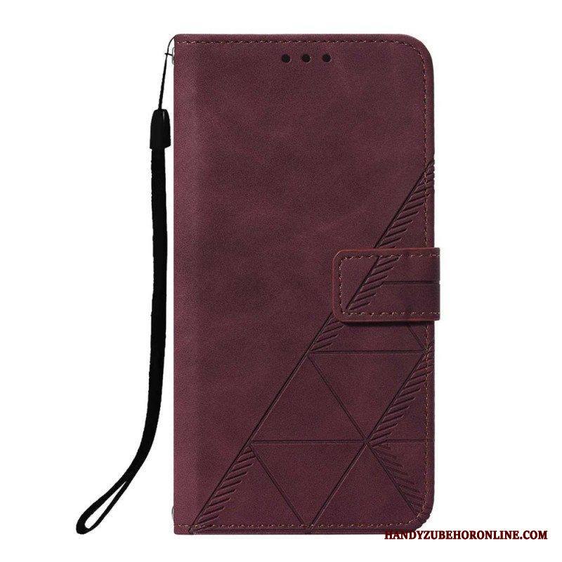 Kotelot Xiaomi Redmi Note 10 Pro Suojaketju Kuori Strappy Geometric Leather Style