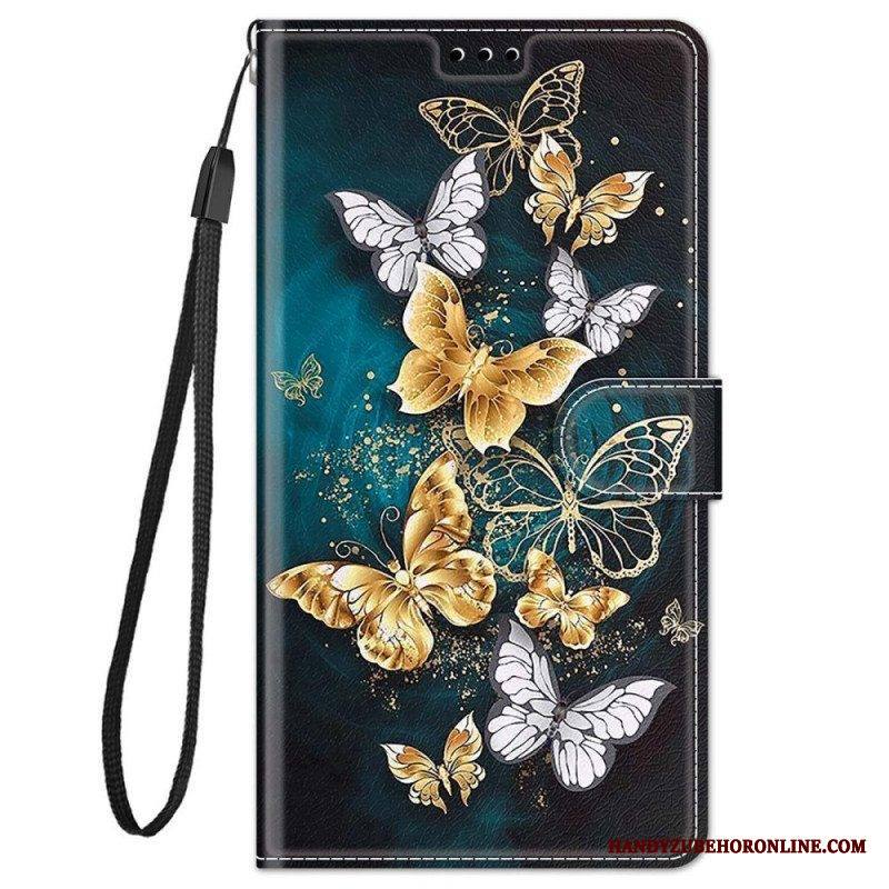 Kotelot Xiaomi Redmi Note 11 Pro Plus 5G Suojaketju Kuori Strap Butterflies Fan