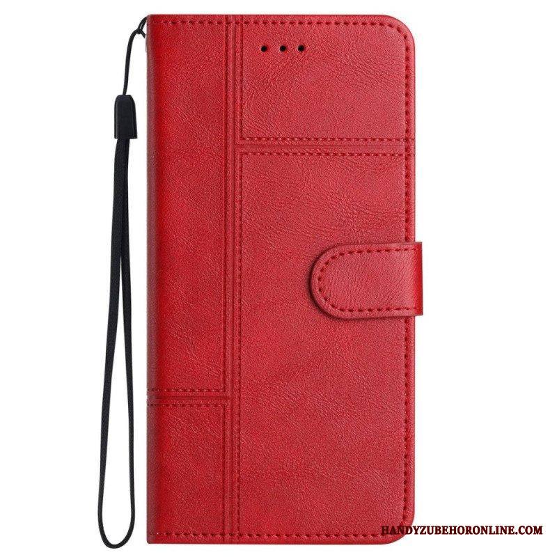 Kotelot iPhone 14 Pro Max Suojaketju Kuori Strappy Business Leather Style