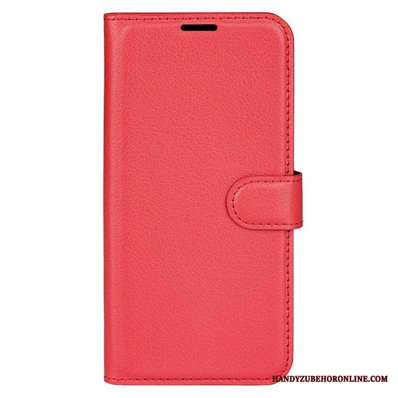 Kotelot iPhone 15 Classic Litchi Faux Leather