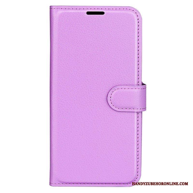 Kotelot iPhone 15 Classic Litchi Faux Leather
