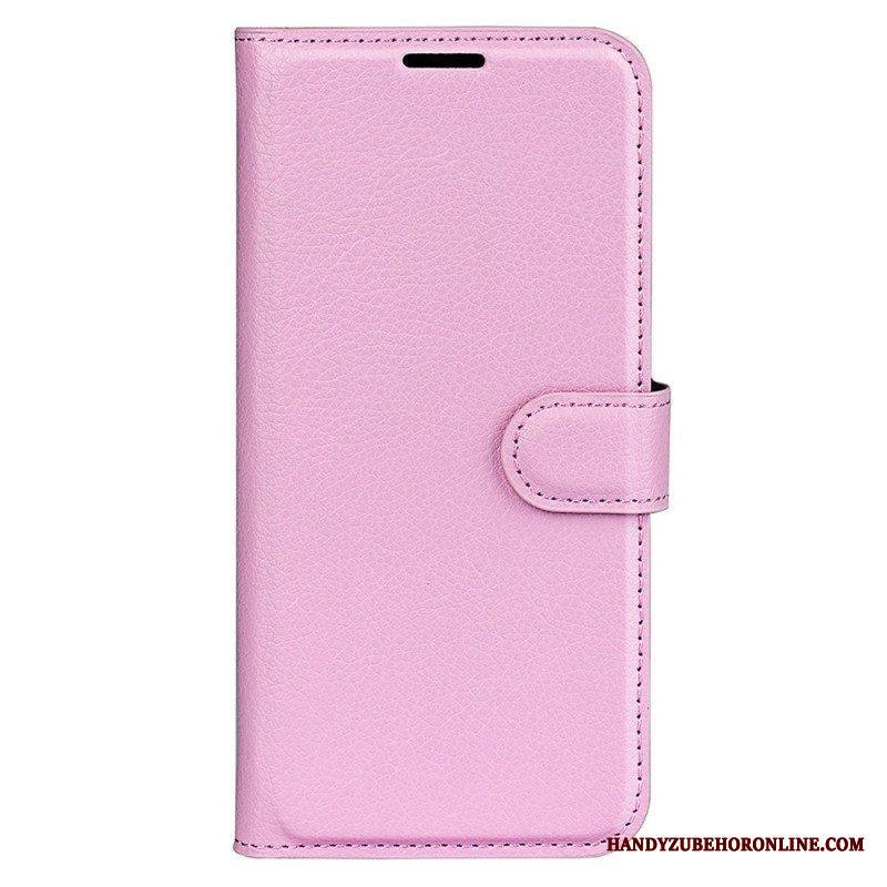 Kotelot iPhone 15 Classic Litchi Faux Leather